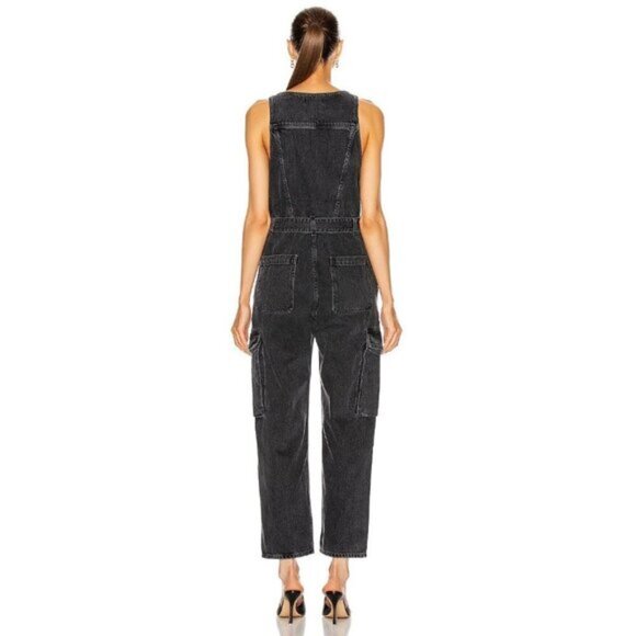 NWT Agolde black denim sleeveless belted jumpsuit 4 - Picture 4 of 11